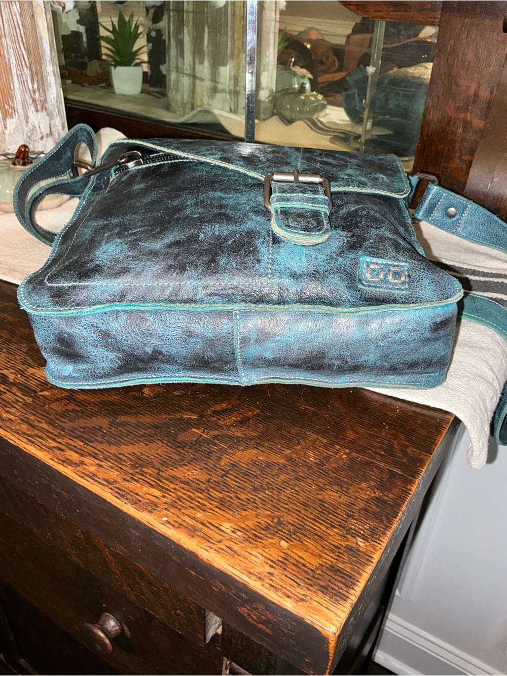NWOT Bed Stu Leather Venice Beach Crossbody Bag Betta Blue Black Luxe MSRP $240 - Picture 9 of 12